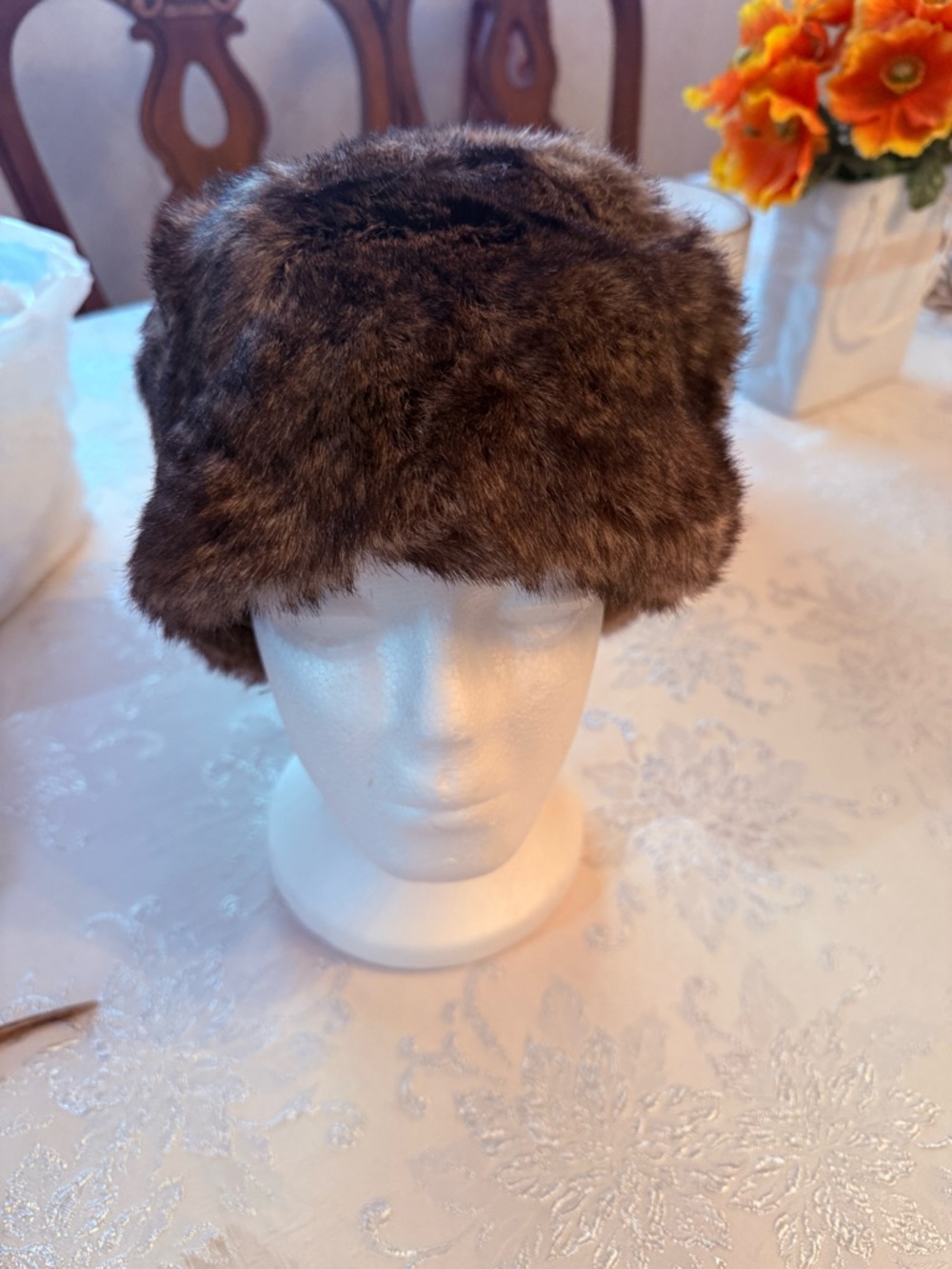 Jessica Simpson Brown Faux Fur Trim Hat